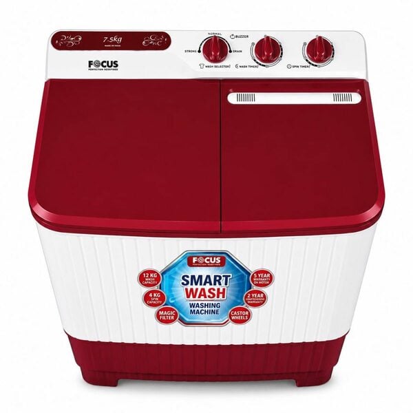 Buy FOCUS Washing Machine 7.5KG,Smart Wash (FJ 2175) High Power Motor & Auto Balancing Technology,Ideal for small to medium families | Top Loading Washing Machine With Magic Filter | Semi Automatic on EMI