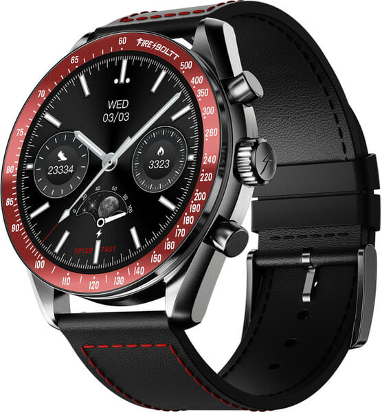 Buy Fire-Boltt Moonwatch Featuring a 36.3mm (1.43 inch) Amoled Display, This Stainless Steel Smartwatch Offers Bluetooth Calling, Multiple Sports Modes, Ip67 Water Resistance, A Health Suite, And A Voice Assistant (Red Black L Strap) on EMI