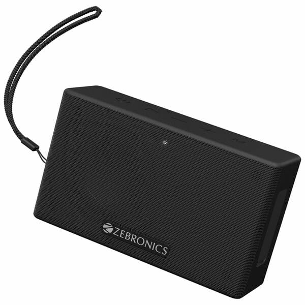 Buy ZEBRONICS Sonic POD S, Portable Bluetooth Speaker, 8 Watts, Upto 7h Backup, Passive Radiator, Call Function, Bluetooth v5.3 | mSD | AUX, TWS, with Carry Loop (Black) on EMI