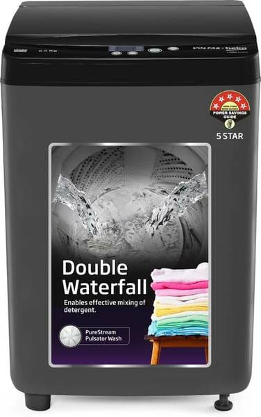 Buy Voltas Beko 7 Kg Fully Automatic Top Load Washing Machine (WTL7004UEA/OBS1P10) – Grey & Black | Digital Display | 5 Star Energy Rated | Powerful Pulsator Wash | Soft Closing Lid on EMI