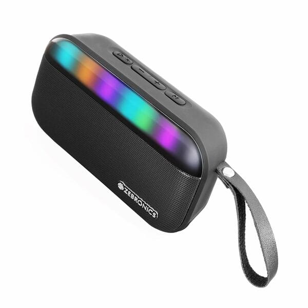 Buy ZEBRONICS County 7 Portable Bluetooth Speaker, 8 Watts, Upto 8 Hours Playback, Passive Radiator, BTv5.3 | mSD | TWS | USB, RGB LED, Call Function, Carry Loop (Black) on EMI