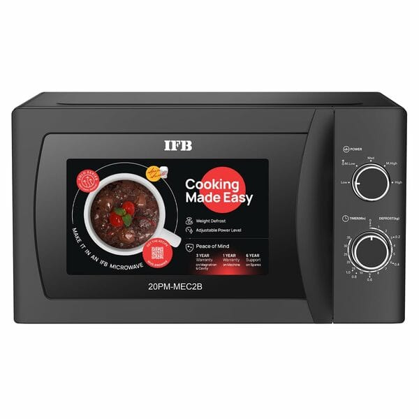 Buy IFB 20L Solo Microwave Oven (20PM-MEC2B) | 800W Power | Jog Dial Controls | 5 Power Levels | Defrost & Reheat Functions | Compact Black Design on EMI