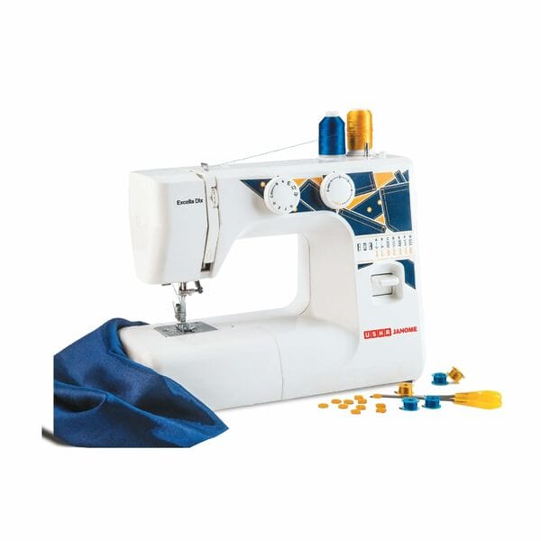 Buy Usha Janome Excella DLX Automatic Sewing Machine – White | Free Arm, LED Light, Thread Cutter, 2-Year Warranty on EMI