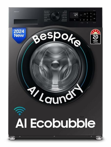 Buy Samsung 12 Kg 5 Star AI EcoBubble Front Load Washing Machine WW12DG5B24ASTL | Hygiene Steam, Digital Inverter Motor, Wi-Fi Smart Control, Navy on EMI