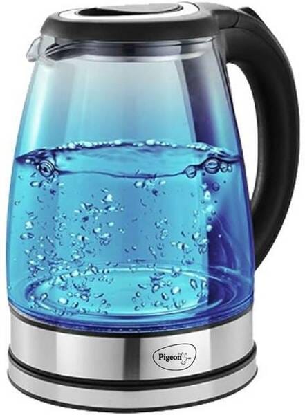 Pigeon 1.8L Crystal Glass Electric Kettle (19003955) | 1500W Fast Boil, LED Illumination, Auto Shut-Off & Durable Borosilicate Glass Body – Transparent