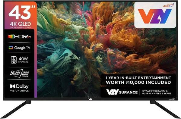 Buy VZY 43 Inch 4K Ultra HD Smart LED TV (X43UHQG5AV) – Bezel-Less Design, HDR Display, Dolby Audio, Dual Band Wi-Fi, Voice Remote, Multiple Connectivity Ports & 3-Year Comprehensive Warranty on EMI