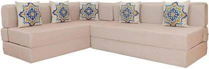 Buy Apkainterior L Shaped 5 Seater Double Foam Fold Out Sofa Cum Bed (Light Beige) on EMI