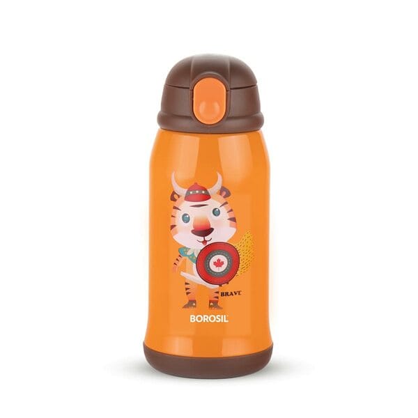 Buy Borosil Tigry 500ml Stainless Steel Kids Sipper Water Bottle | Double Wall Insulated Flask | 12 Hrs Hot & Cold | Leakproof & BPA-Free | Durable & Safe for Kids | 1-Year Warranty (Orange) on EMI