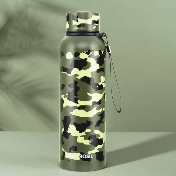 Buy Borosil Hydra Trek Military Green 700ml Stainless Steel Water Bottle | Double Wall Vacuum Insulated Flask | 24 Hrs Hot & Cold | Leak-Proof, BPA-Free & Durable | Ideal for Office, Gym & Travel | 1-Year Warranty on EMI