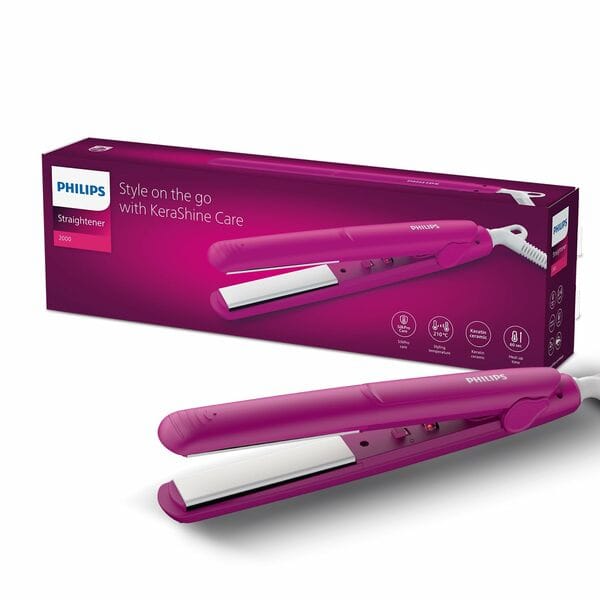 Buy Philips New Hair Straightener| KeratinInfused Ceramic Plates for Glossy Frizz-free Straight Hair| Silkprotect Technology Minimizes Heat Damage| Travel Friendly Straightener for Women|BHS252/00, Pink on EMI