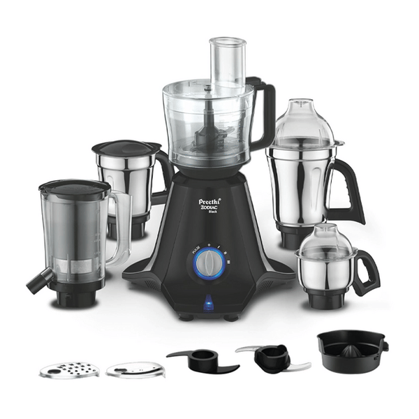 Buy Preethi Zodiac 750W Mixer Grinder (MG261) – Black | 5 Jars, Powerful Motor, Juicer, Food Processor on EMI