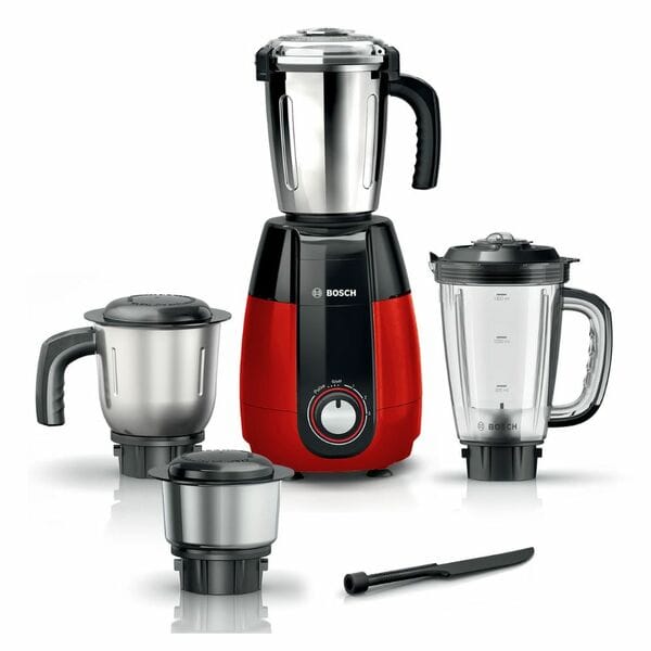 Buy Bosch MGM8842RIN Mixer Grinder | 4 Jars, 1000W Powerful Motor, Stone-Pounding Technology – Black & Red on EMI