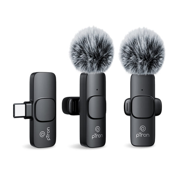 Buy pTron KWM-1 Omnidirectional Type C Wireless Microphone w/DSP Noise Cancellation, Plug & Play, 25m Wireless Range, Lapel Wireless Collar Mic for Video Recording, Supports Type C Android, iPhone(Black) on EMI