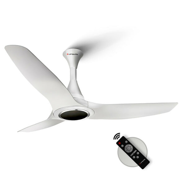 Buy Longway Glideon 1200mm BLDC Ceiling Fan with Remote Control | Premium Look with Ultra Silent Performance | ABS Blade & Body | BEE 5 Star Rated | Anti-Dust Decorative Ceiling Fan (White, Pack of 1) on EMI