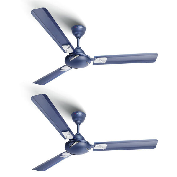 Buy Longway Creta P2 1200 mm/48 inch Ultra High Speed 3 Blade Anti-Dust Decorative Star Rated Ceiling Fan (Silver Blue, Pack of 2) on EMI