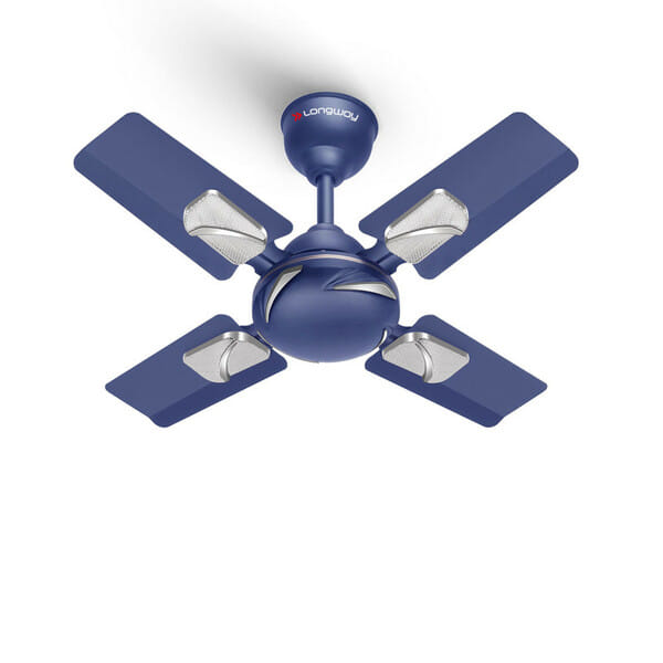 Buy Longway Creta P1 600 mm/24 inch Ultra High Speed 4 Blade Anti-Dust Decorative Star Rated Ceiling Fan (Silver Blue, Pack of 1) on EMI