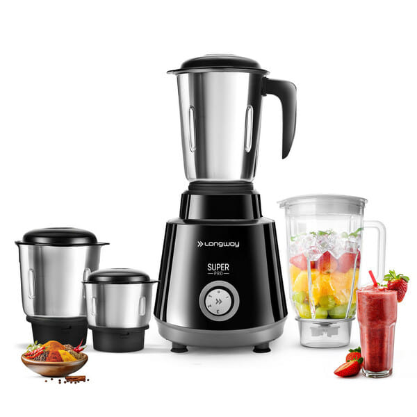 Buy Longway Super Pro Juicer Mixer Grinder, 750W, 4 Jars for Grinding, Mixing, Juicing, (Black & Gray) on EMI