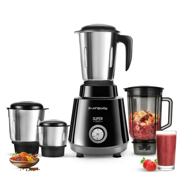 Buy Longway Super Pro Juicer Mixer Grinder, 750W, 4 Jars for Grinding, Mixing, Juicing, (Black & Gray) on EMI