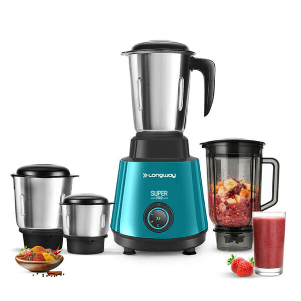 Buy Longway Super Pro Juicer Mixer Grinder, 750W, 4 Jars for Grinding, Mixing, Juicing, (Teal & Black) on EMI