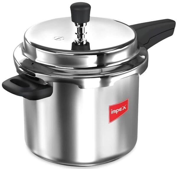 Buy IMPEX EP5 5 Litre Stainless Steel Pressure Cooker | Outer Lid | Fast & Even Cooking | Induction & Gas Compatible | Durable Daily Use Cooker on EMI