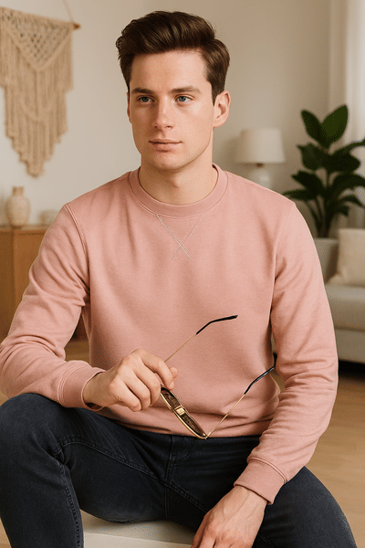 Buy Rigo Men Peach Solid Fleece Sweatshirt on EMI