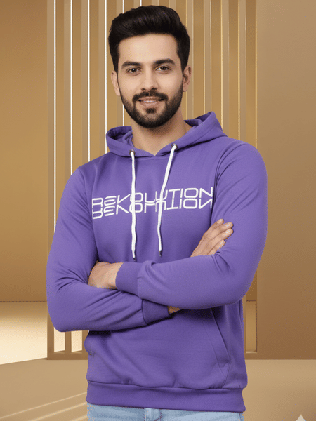 Buy Rigo Men Purple Printed Fleece Sweatshirt on EMI