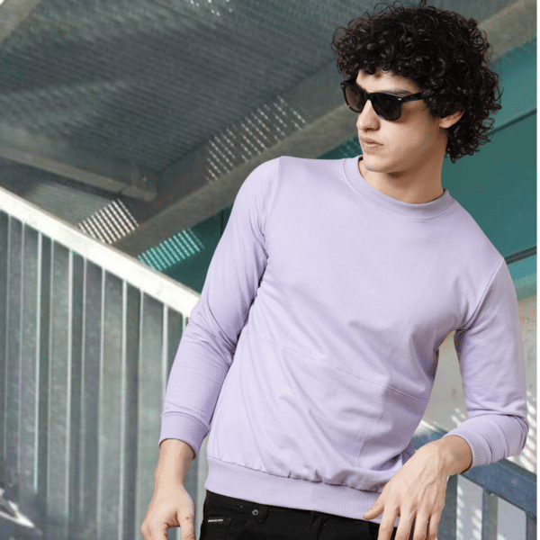 Buy Rigo Men Light Purple Solid Terry Sweatshirt on EMI