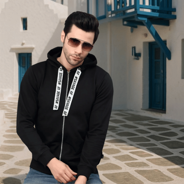 Buy Rigo Black Fleece Hooded With Front Zip Open Sweatshirt-Full--XL on EMI