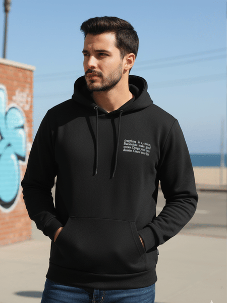 Buy Rigo Men Black Text Print Hooded Sweatshirt on EMI