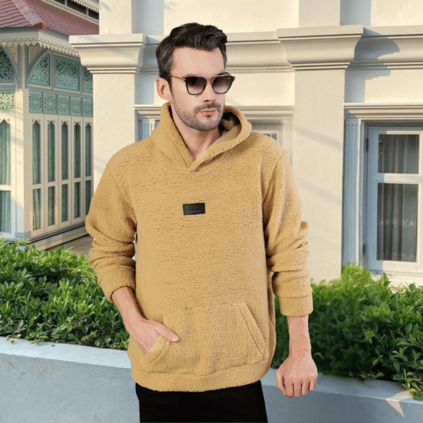 Buy Rigo Men Cream Sherpa Oversized sweatshirt on EMI