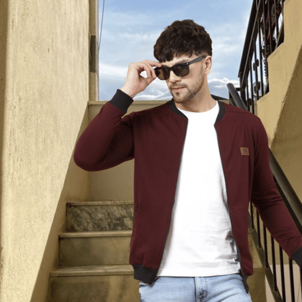 Buy Rigo Men Wine Solid Fleece Bomber Jacket on EMI