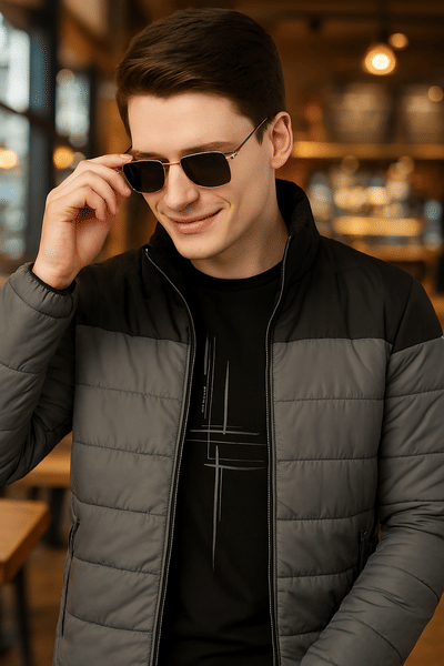 Buy Rigo Men Dark Grey Colorblock Full Sleeves Puffer Jacket on EMI