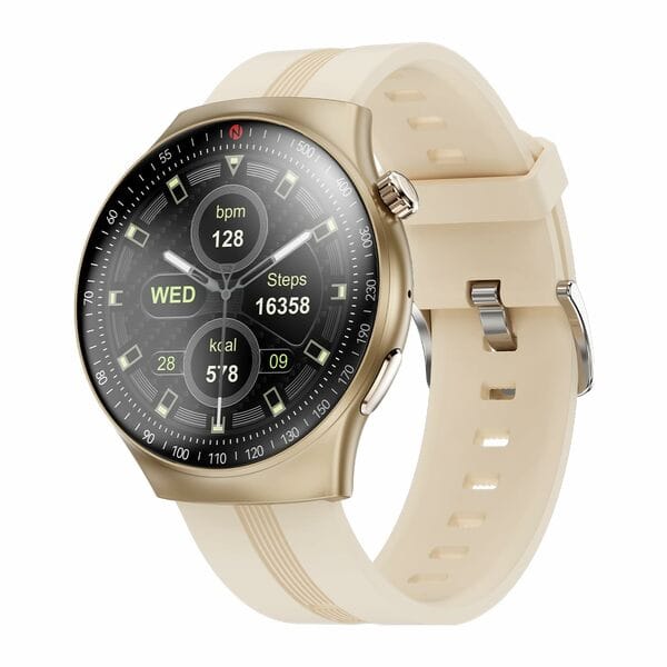 Buy Itel Alpha Style 36.3mm (1.43") AMOLED Display, Round Dial, 700 Nits Brightness, 12 Days Battery Life, Bluetooth Calling Along with Multisport Modes Smart Watch, IP68 Waterproof (Champagne Gold) on EMI