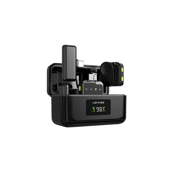 Buy LENYES LM205 2-in-1 Wireless Microphone for iPhone & Android Smartphones, 6Hr Battery, Noise Cancellation & Power Indicator, Ideal for Vlogging Live Streaming & Interviews on EMI