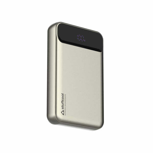 Buy Stuffcool Click 10000mAh Slim Magnetic Wireless Powerbank Natural Titanium Finish Perfect for iPhone 16,15,14,13,12 with Led Display and 20W Fast Wired Charging - Charges iPhone 50% in 30 mins ( Silver) on EMI