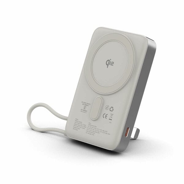 Buy Stuffcool Odin 10000mAh Qi2 MagSafe Powerbank with 15W Wireless Charging, 35W PD Wired Output, Built-in Type-C Cable, Stand, Digital Display, for iPhone, Pixel, Samsung, AirPods (Silver) on EMI