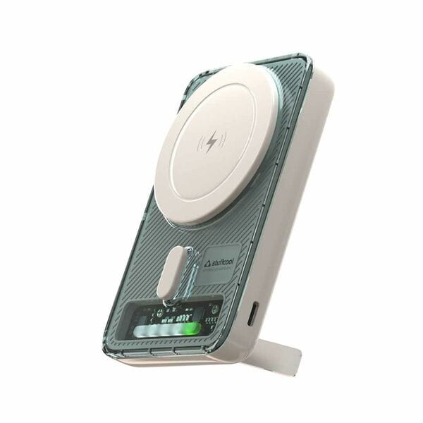 Buy Stuffcool Lucid Plus 15W, 10000mAh Magnetic Wireless Powerbank with Stand for AirPods Pro, iPhone 12/13/14/15/16, Flagship Android and 20W Fast Wired Charging (Glossy White) on EMI