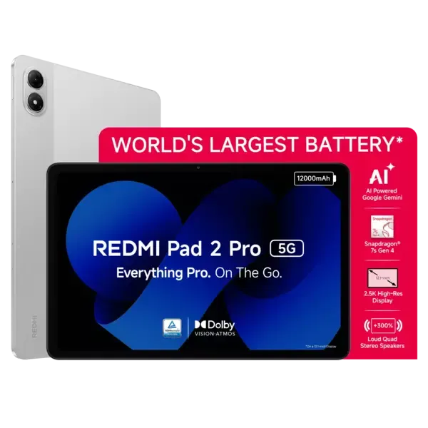 Buy Redmi Pad 2 Pro 5G Quick Silver 8 GB + 128 GB on EMI