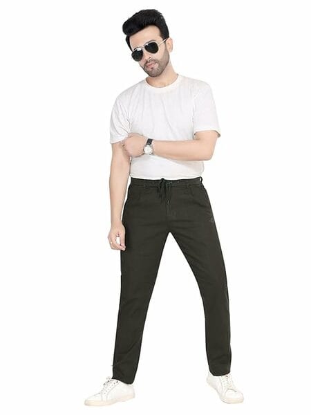 Buy Shree Ashtavinayak Men's Casual Cotton Jogger Pants, Drawstring Waist, Side Pockets, Regular Fit, Everyday Wear (Green) on EMI