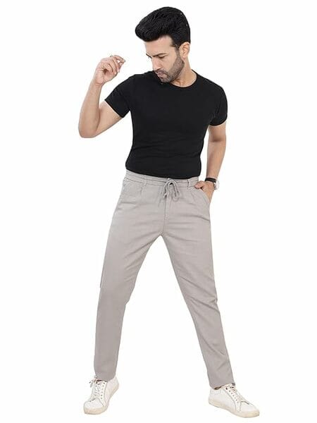 Buy Shree Ashtavinayak Men's Casual Cotton Jogger Pants, Drawstring Waist, Side Pockets, Regular Fit, Everyday Wear (Grey) on EMI