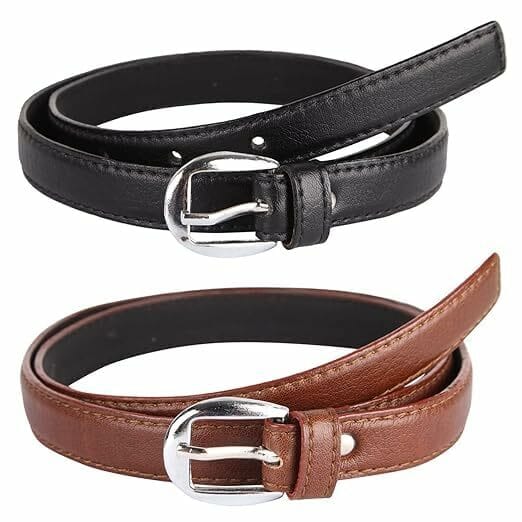 Buy Shree Ashtavinayak Women's & Girl's PU Leather Belt Combo Pack - 2 Belts for Jeans, Formal & Casual Wear - Free Size Fit Up to 36inch Waist - Black & Brown (Black-Brown) on EMI