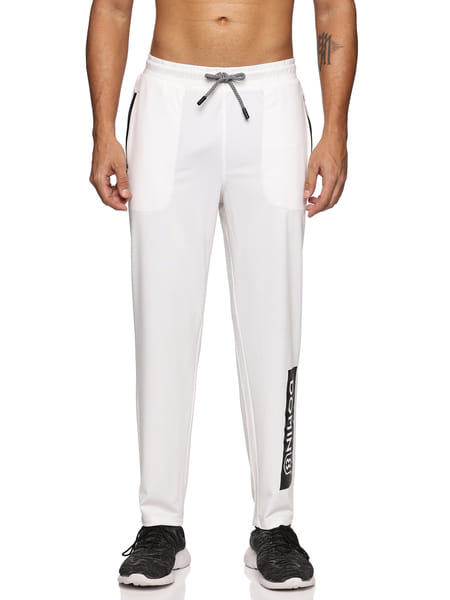 Buy DOMIN8 Men's side pocket with Zipper closing & Drawstring Track Pants (White) on EMI