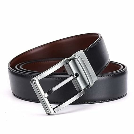 Buy Shree Ashtavinayak Men's Reversible Shiny Pu-Leather Formal Belts (Black-Brown) on EMI