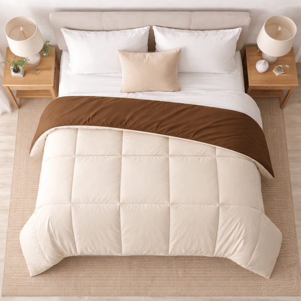 Buy Layers Forever S Reversible Single Comforter | Super Soft & Shrink-Resistant | Machine Washable (59.84 × 86.61 inch, Walnut Cream) on EMI