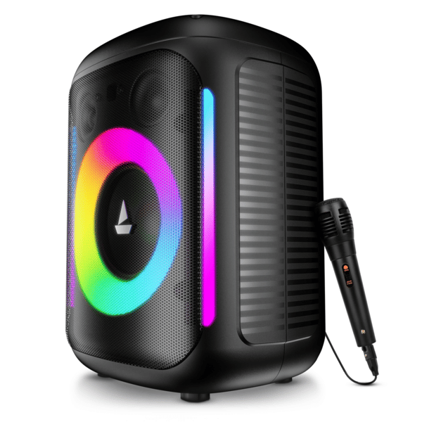 Buy boAt PartyPal 30 | Bluetooth Speaker with 25W Sound, RGB LEDs, 6 Hours Playback, Karaoke & TWS (Premium Black) on EMI