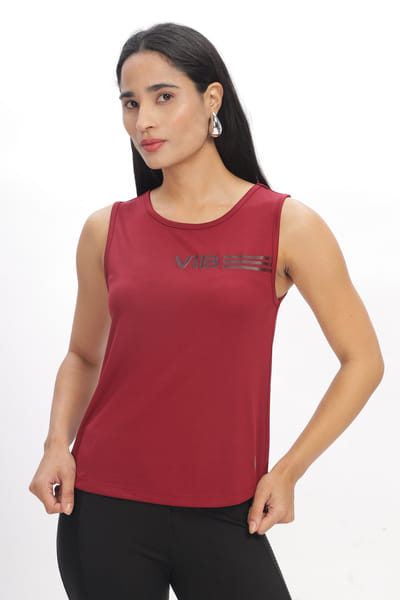 Buy DOMIN8 Women's Sleeveless Tank Top with Print at Chest and Back on EMI