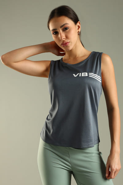 Buy DOMIN8 Women's Sleeveless Tank Top with Print at Chest and Back on EMI