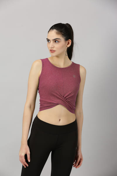 Buy DOMIN8 Women UPF Protection & Eco-Friendly Yoga Sleeveless Criss Cross Crop Top on EMI