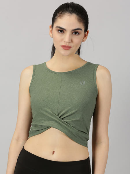 Buy DOMIN8 Women UPF Protection & Eco-Friendly Yoga Sleeveless Criss Cross Crop Top on EMI