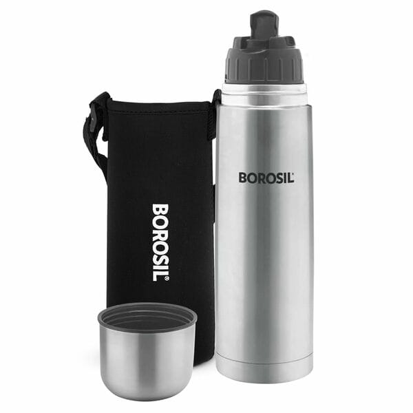 Buy Borosil Hydra Thermo 1000ml Stainless Steel Water Bottle | Double Wall Vacuum Insulated Flask | Leak-Proof Travel Bottle for Office, Gym & School | Black on EMI